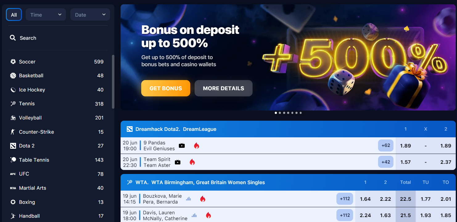 1win casino betting